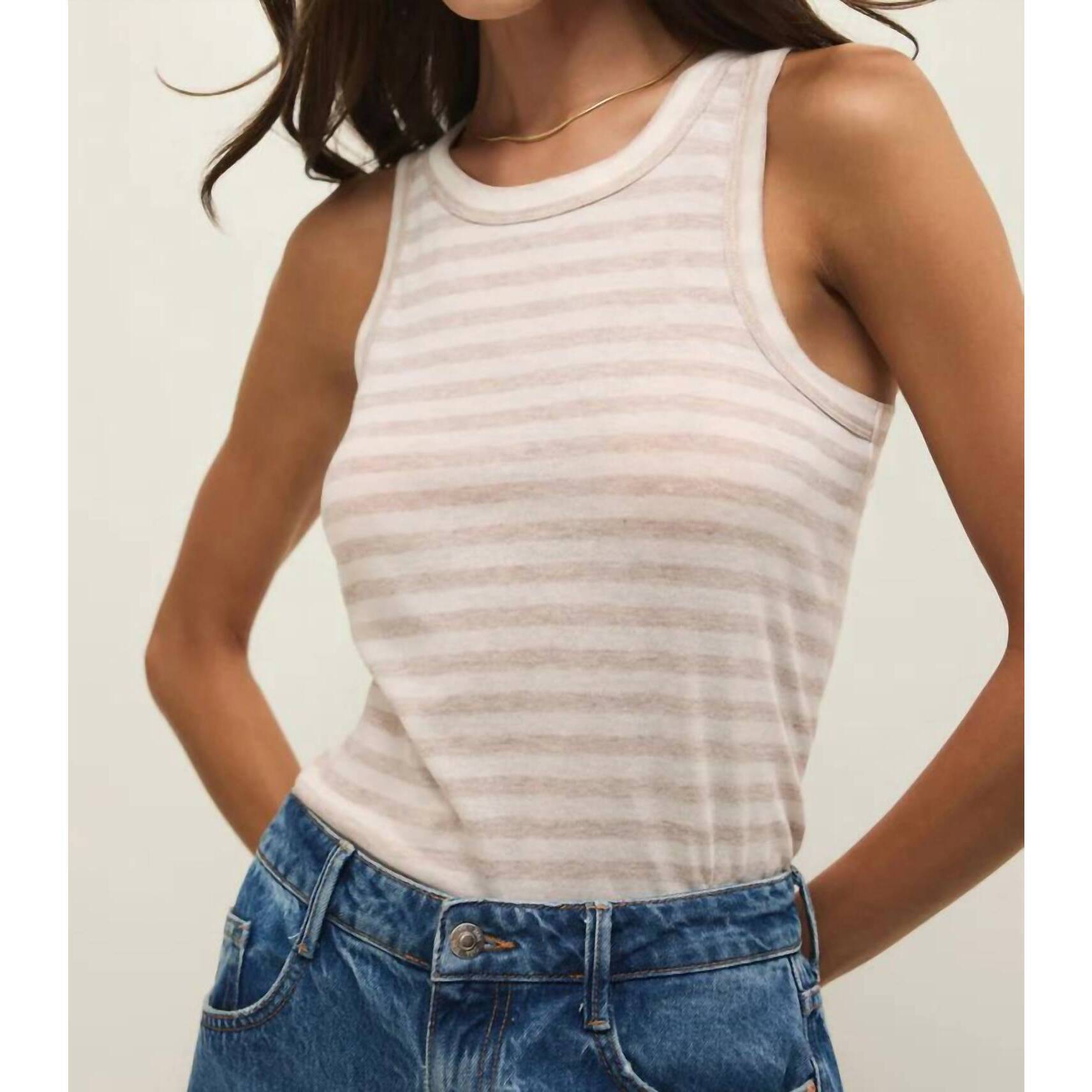 New Z Supply Women's Select Striped Airy Tank Top In Natural Heather
